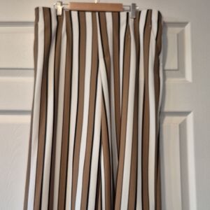 Cato Vertical Stripe Pants in Cream, Brown & Black